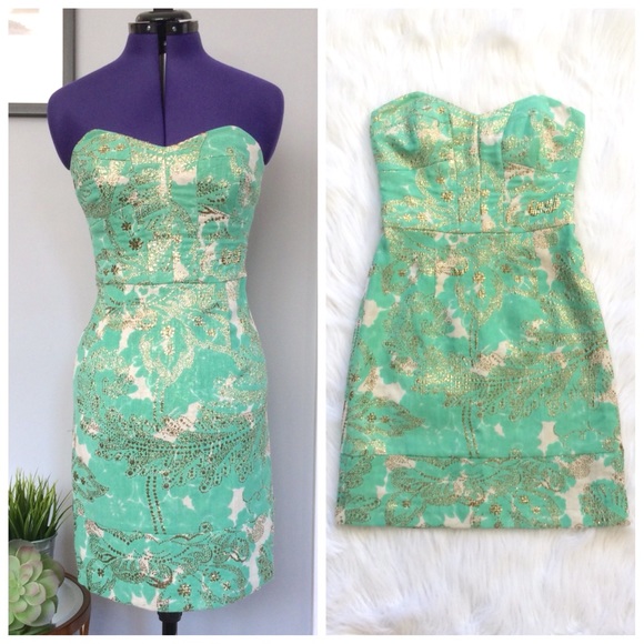 Milly Dresses Milly Green Gold Cocktail Dress Mini Dress Poshmark